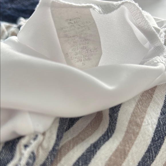 Sage Striped Faux Wrap Mini Dress in Blue and White Sz SM - Picture 8 of 8